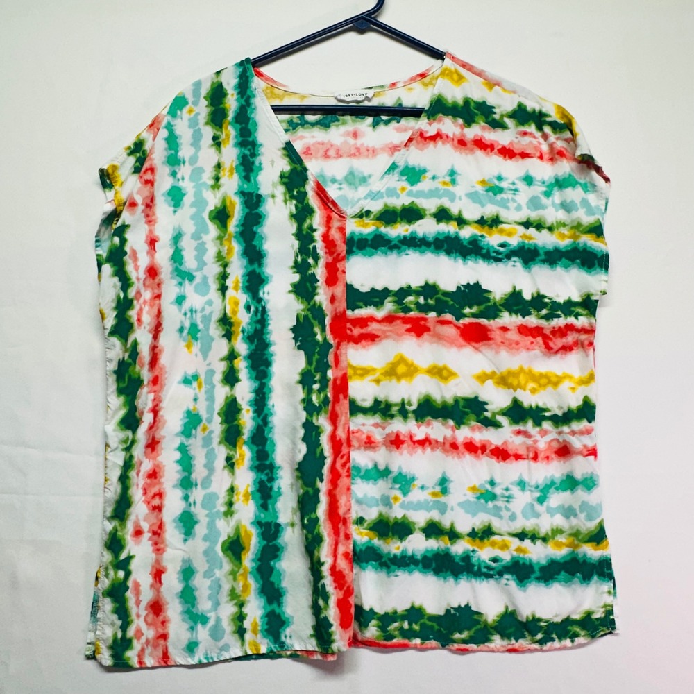 First Love by Lovelyn Red Green Sleeveless Oversized Lightweight Top Womens M